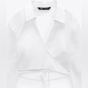 White Zara wrap shirt cropped